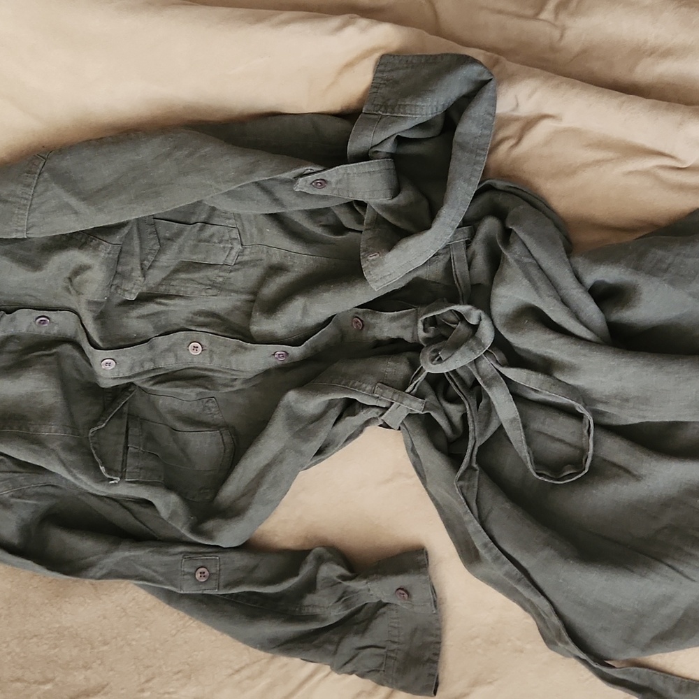 Linen shirt dress
